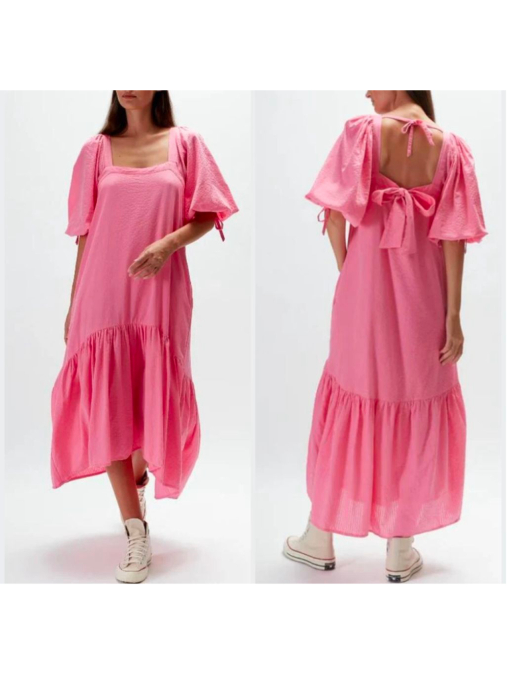 Rue Stiic Pink Square Neck Puff Sleeve Maxi Dress S lyra maxi dress - peony pink